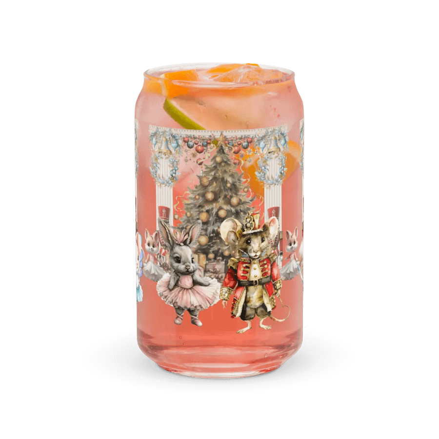 The Enchanted Nutcracker Ballet Glass Can Tumbler | 16oz BPA-Free Sipper with Bamboo Lid & Straw | Ballet-Themed Christmas Drinkware product image (7)