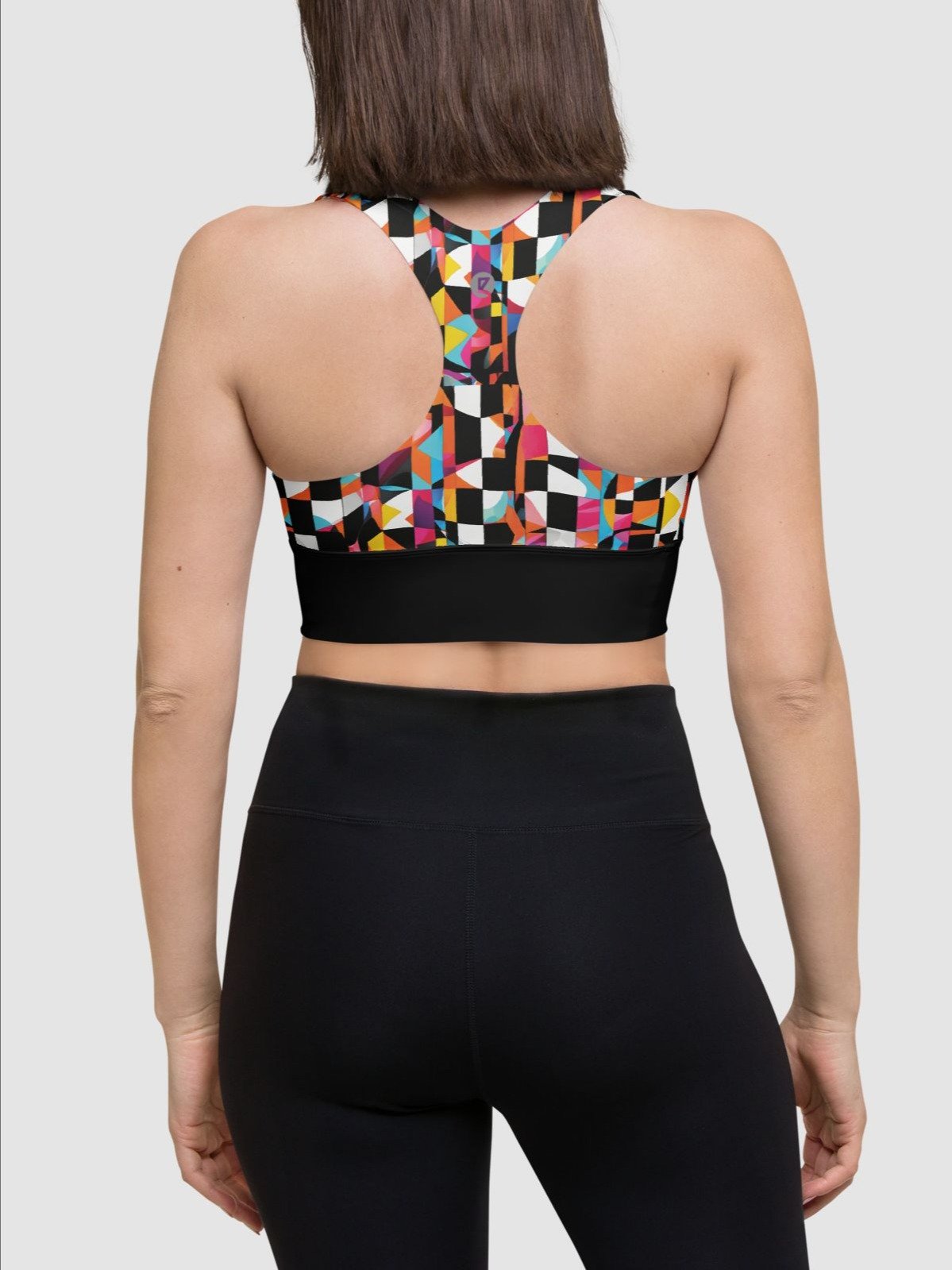 High-Impact Bra "Colorful Modern Abstract Checkered Art Printed" product image (8)