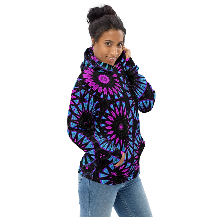 Abstract Circular Shapes in Turquoise, Black and Pink Unisex All Over Print Hoodie product image (2)