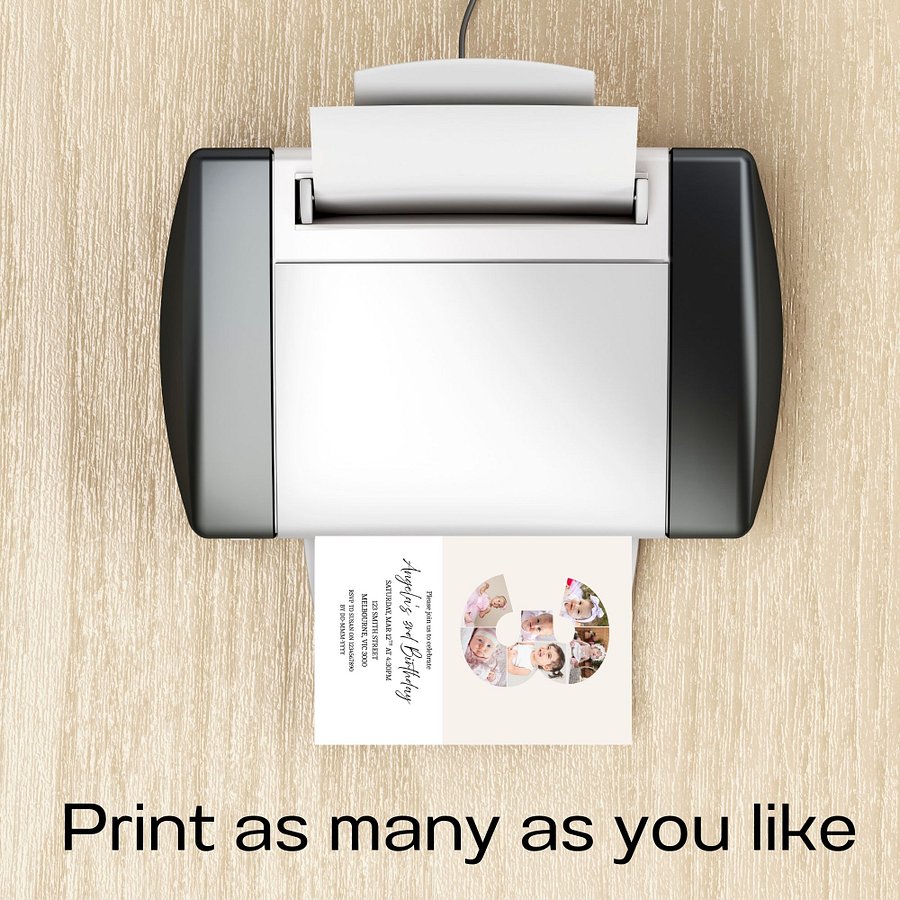 3rd Birthday Photo Collage Editable Invitation Template product image (9)