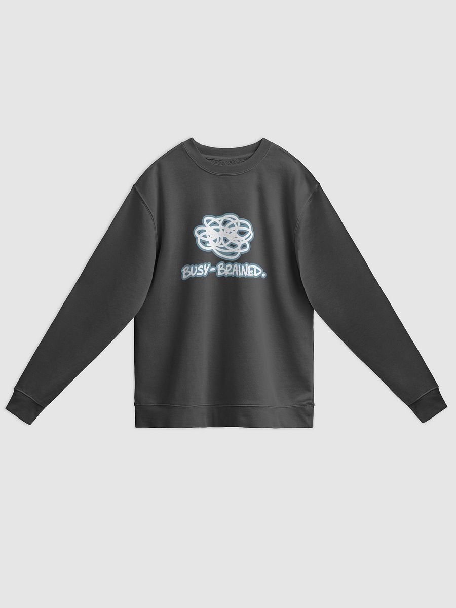 BUSY-BRAINED (lined design, #709AAF) printed pigment crewneck product image (3)