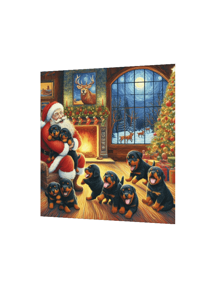 Rottweiler Puppies & Santa Christmas Poster product image (7)