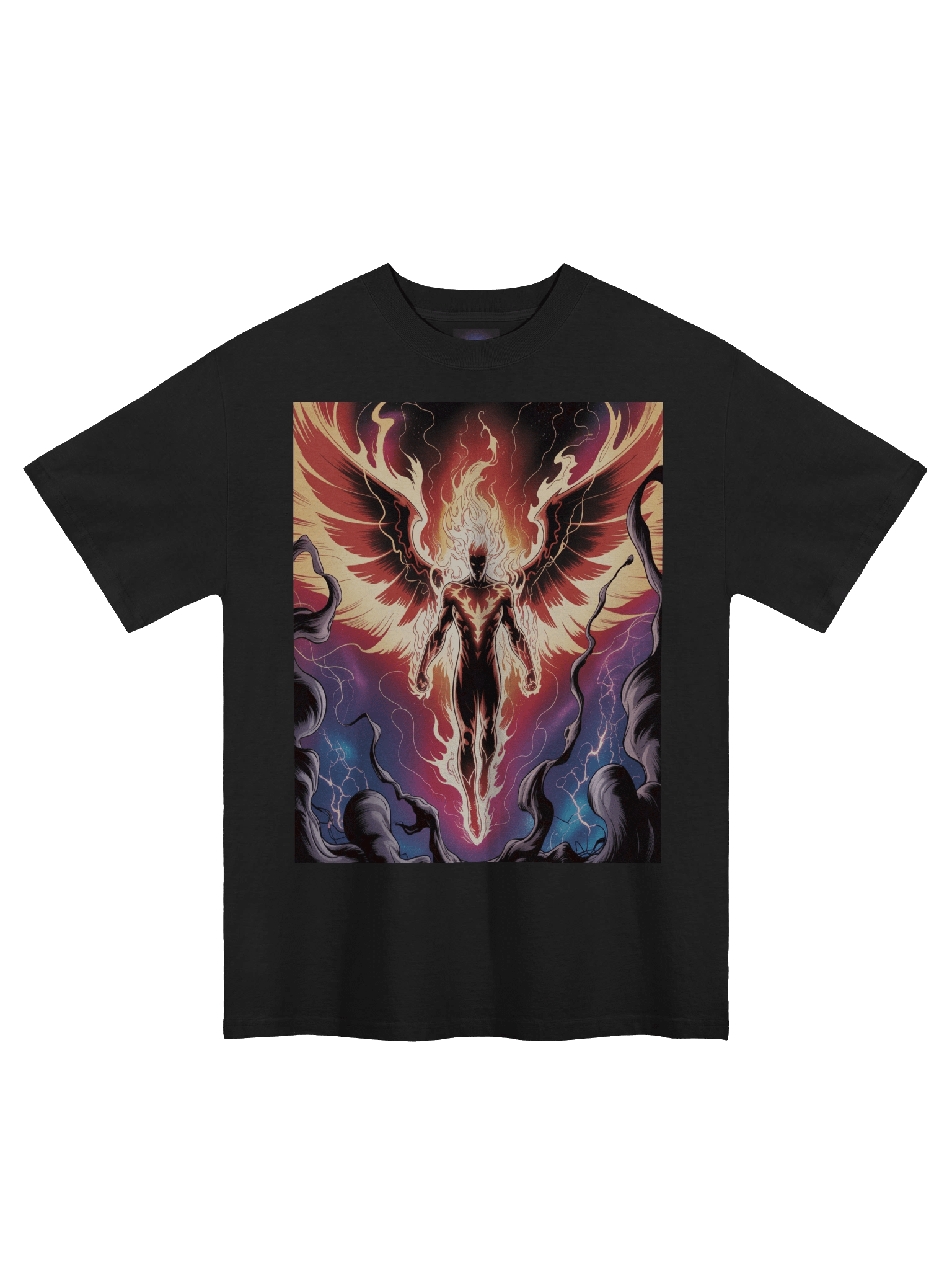 Dark Phoenix Celestial Inferno Oversized Faded T-Shirt – Flame Wing Fury product image (3)