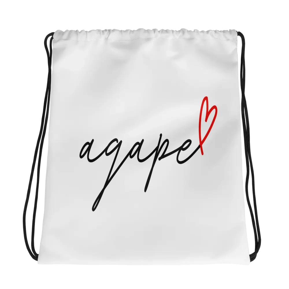 'Agape' Red Heart Drawstring Bag product image (1)