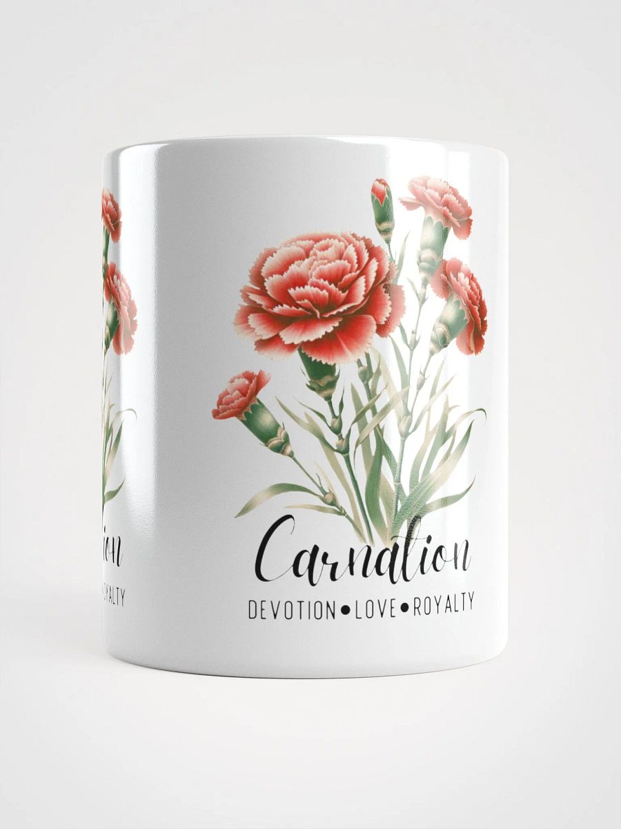 Carnation Ceramic White Mug: Devotion, Love, Royalty January Birth Month Flower product image (7)