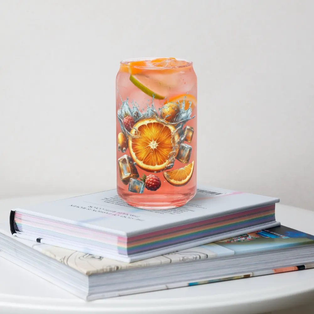 Orange fruit slices floating in the water, water and ice cubes design_03-Can-Shaped Glass product image (4)