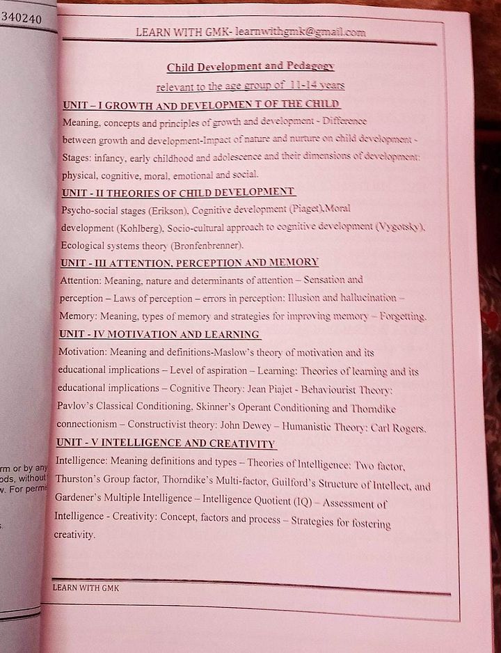 Psychology - TNTET Paper II Syllabuswise material product image (2)
