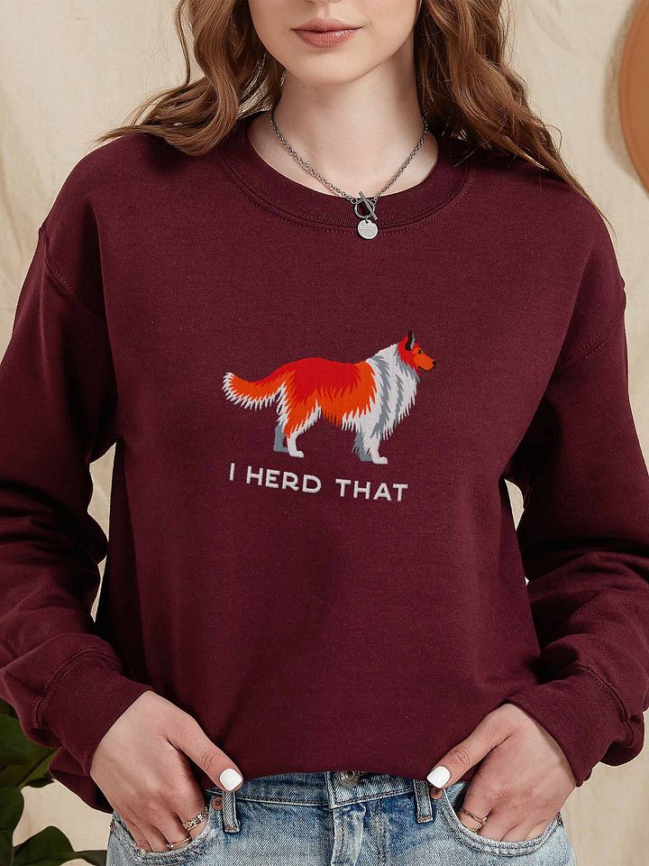 I Herd That Sweatshirt (Embroidered) of a Shetland Sheepdog(Red) product image (2)