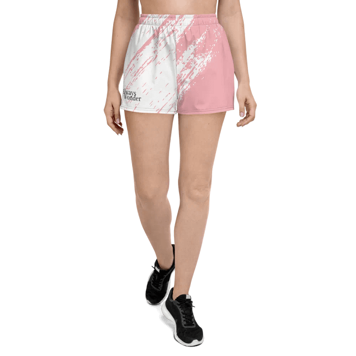 Always Wonder Unisex Athletic Shorts (White & Pink) product image (1)