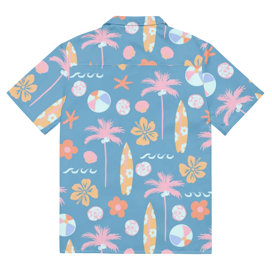 Retro Beach Blue Hawaiian Shirt product image (11)