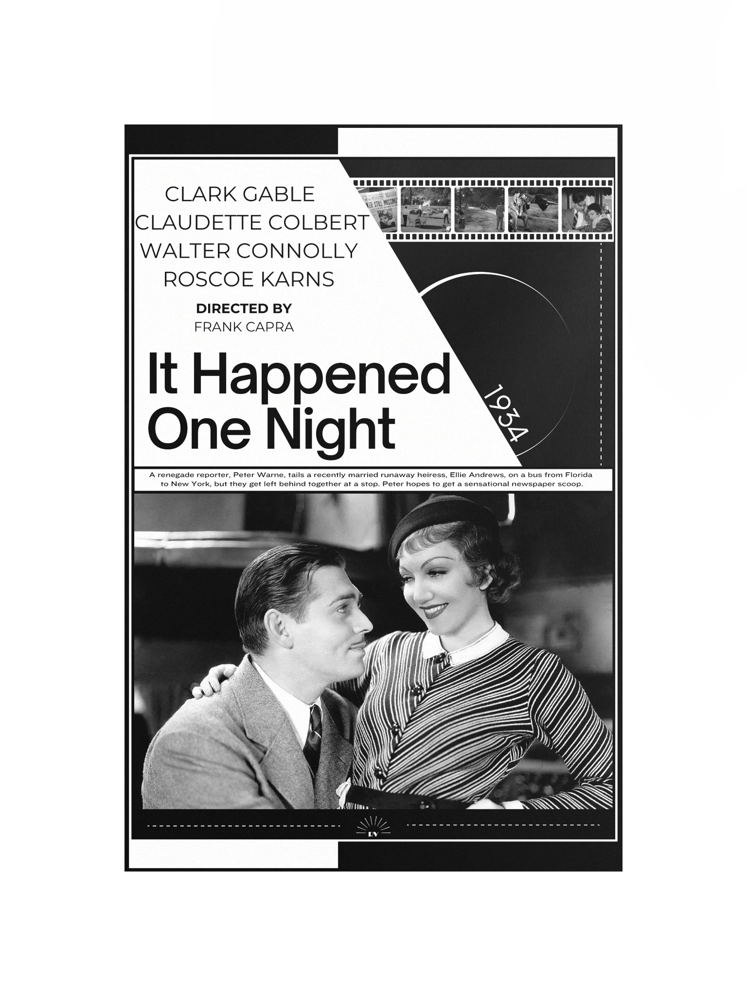 It Happened One Night with Clark Gable and Claudette Colbert 1934 | Movie Poster | 12x18 Wall Art product image (4)