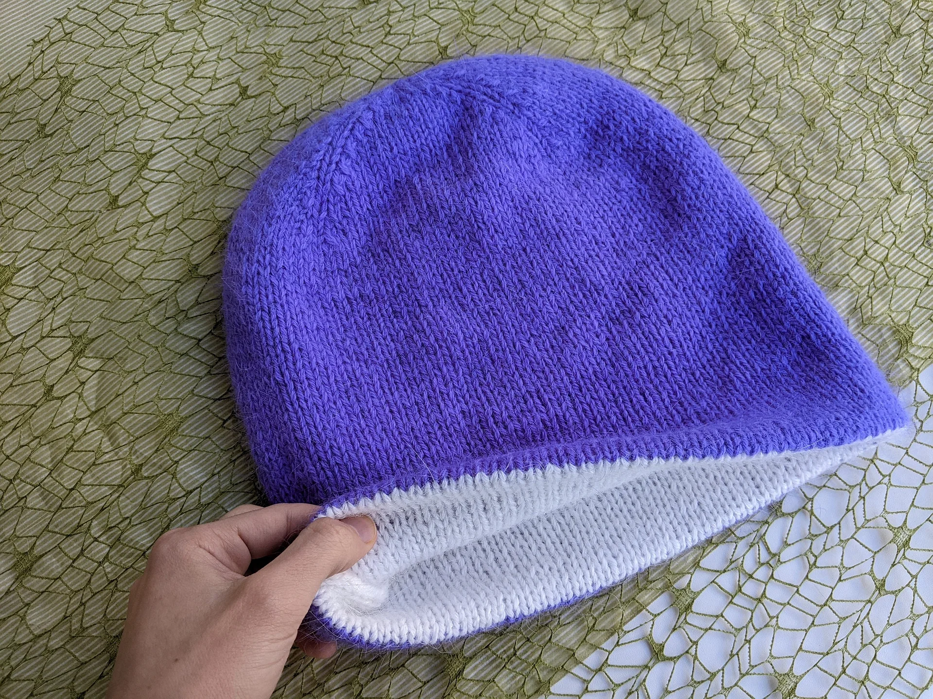 Double Layer Reversible Two Colors Knit Hat Pattern product image (9)