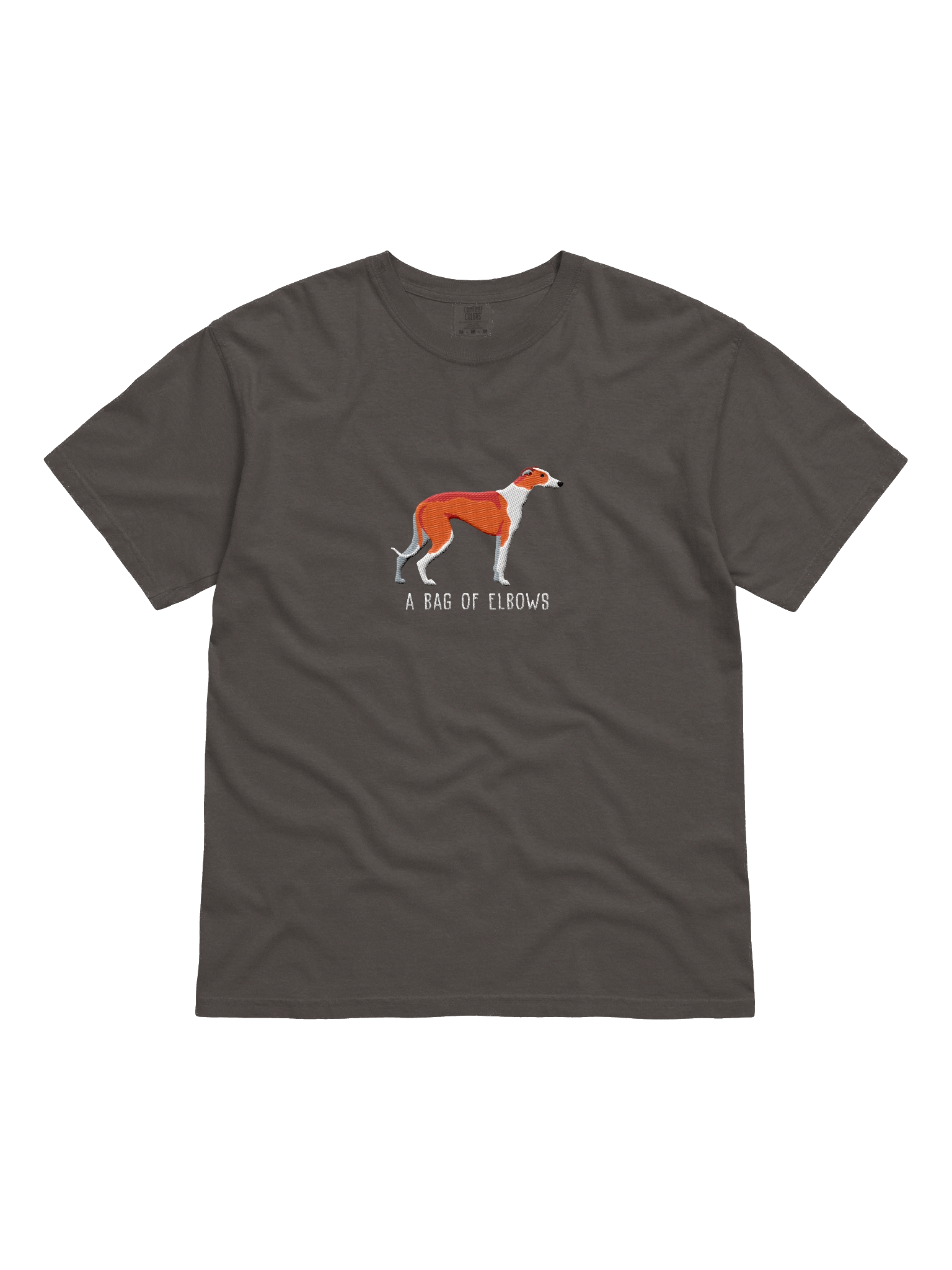 A Bag of Elbows T-Shirt(Embroidered) of a Greyhound(Red & White) product image (1)