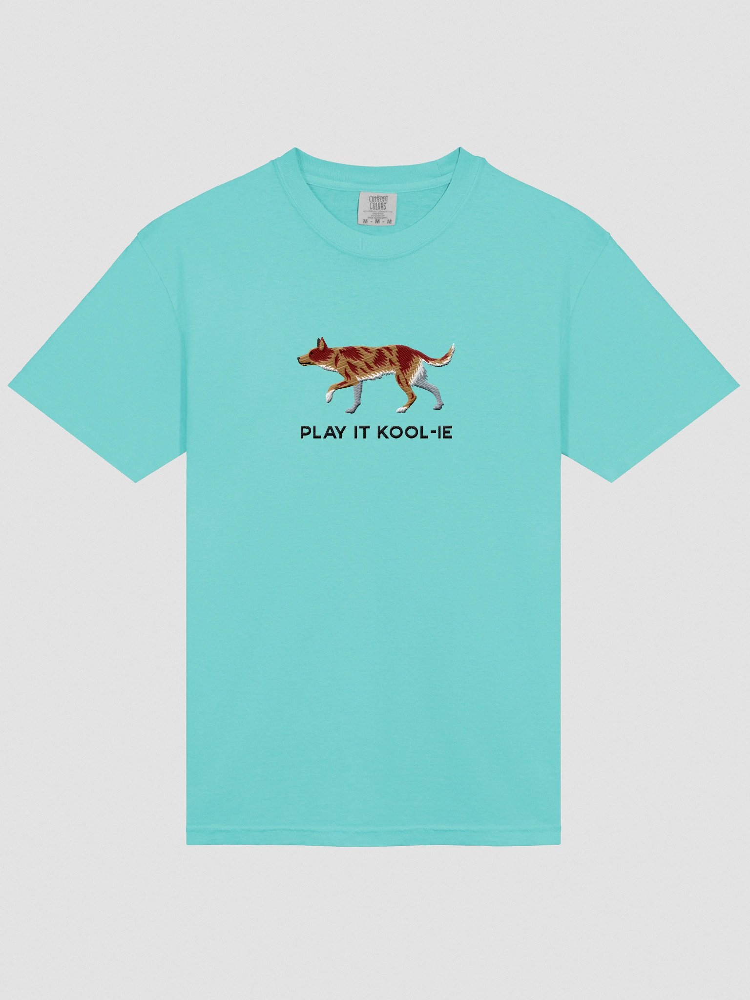 Play It Kool-ie T-Shirt(Embroidered) of an Australian Koolie(Red Merle) product image (6)