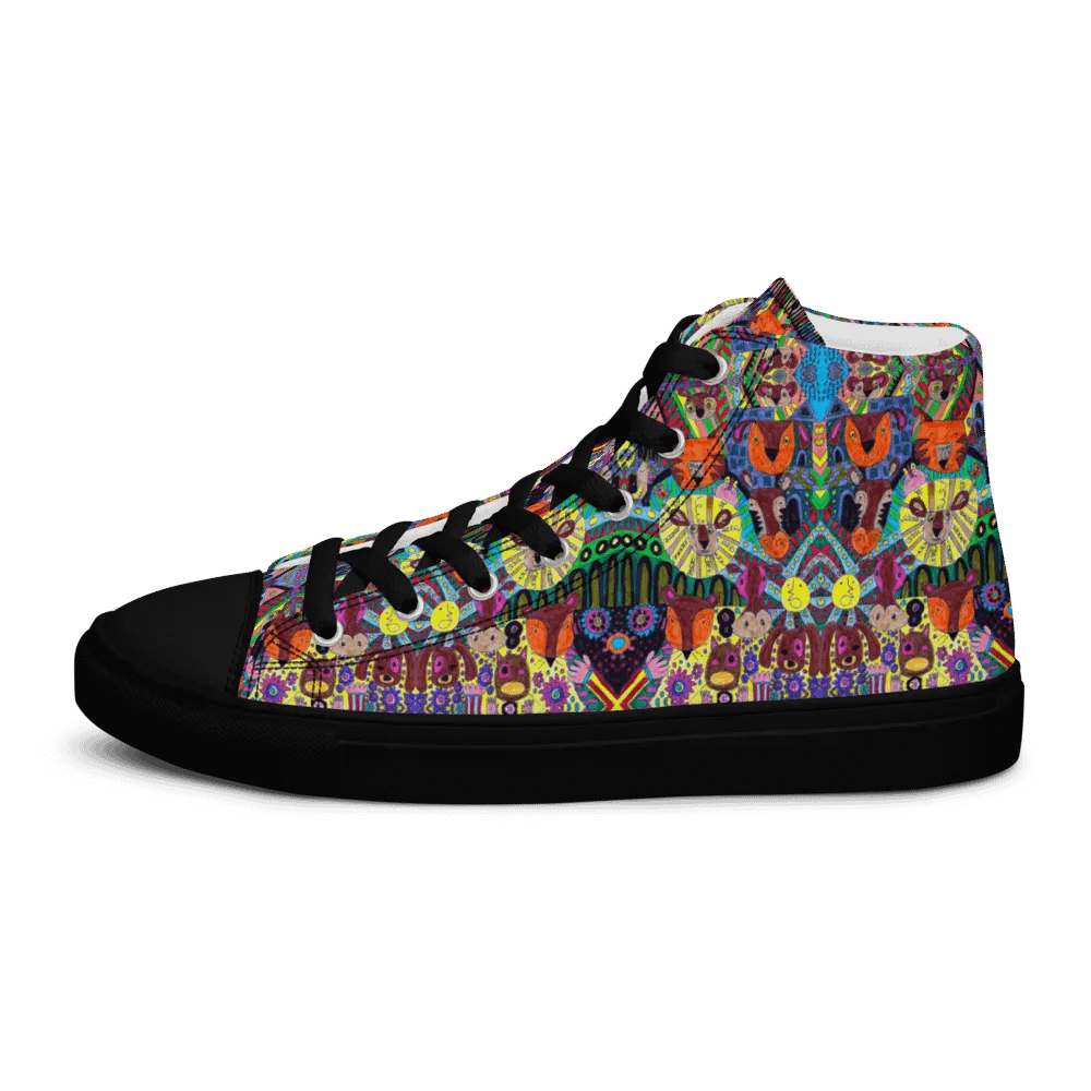 Abstract Doodle Art Animals Ladies High Top Canvas Shoes product image (12)
