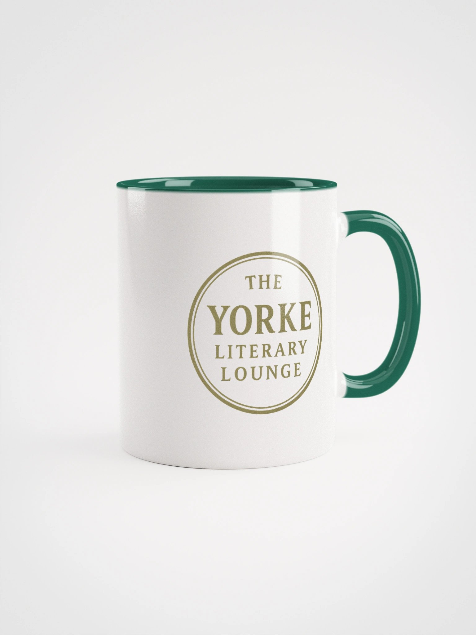 The Yorke Literary Lounge Ceramic Mug White & Dark Green product image (1)
