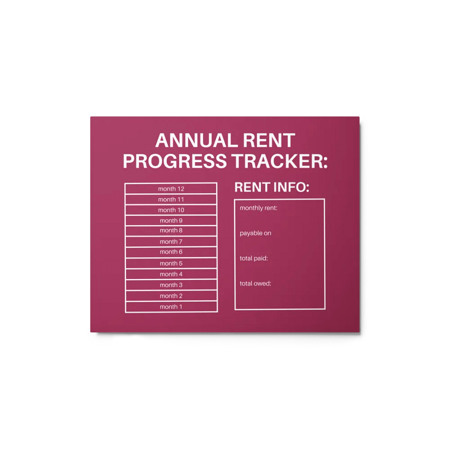 ANNUAL RENT TRACKER (white design 5) product image (1)
