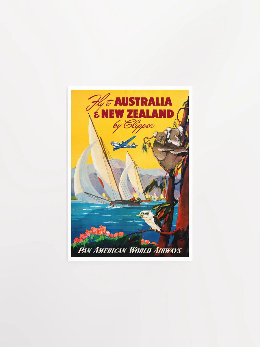 Australia & New Zealand by Clipper, 1950s (Pan American poster) — vintage travel poster, retro travel art, propaganda poster product image (6)