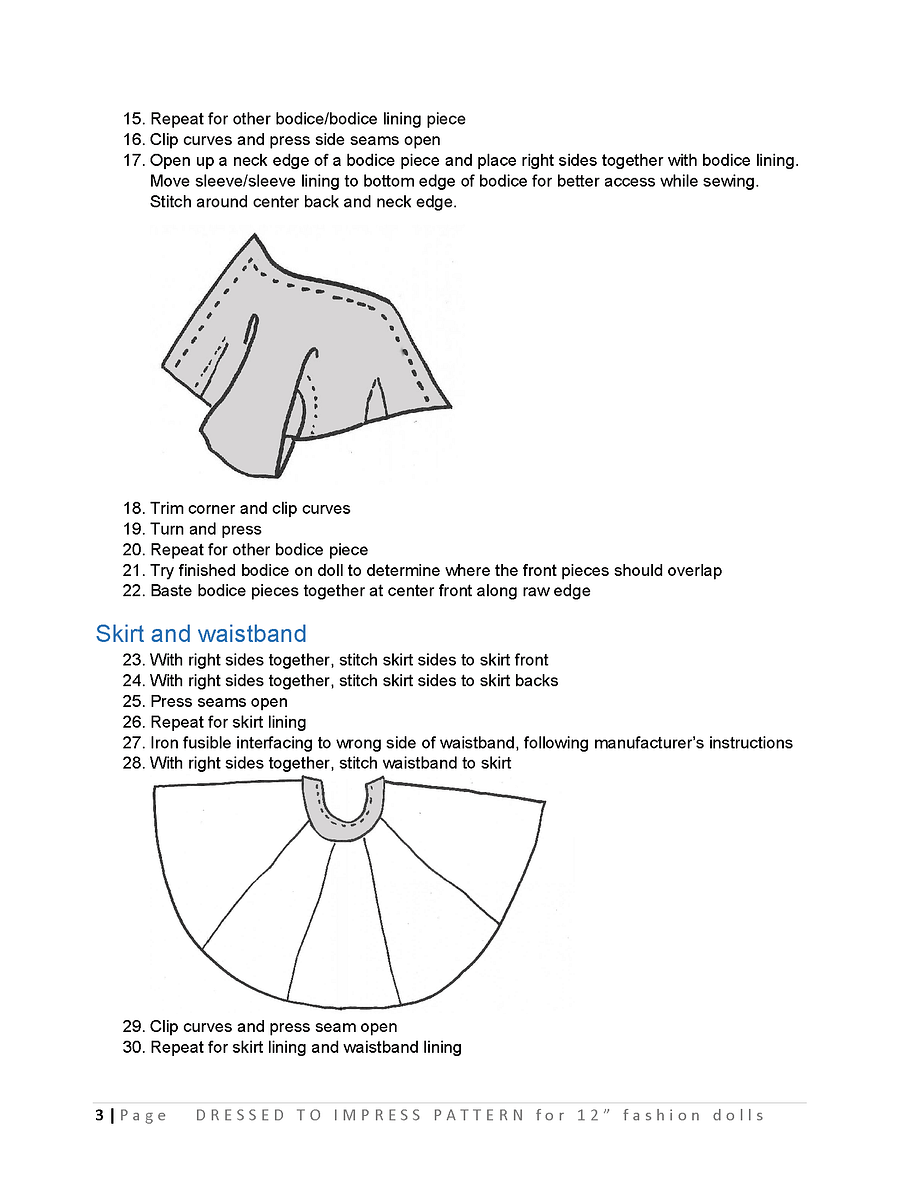 Dressed to Impress sewing pattern for 12" fashion dolls product image (3)