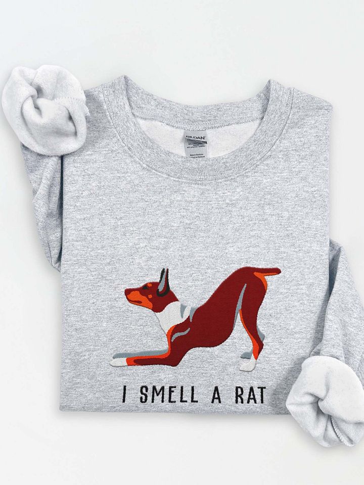 I Smell a Rat Sweatshirt (Embroidered) of a Rat Terrier(Brown & Tan) product image (1)