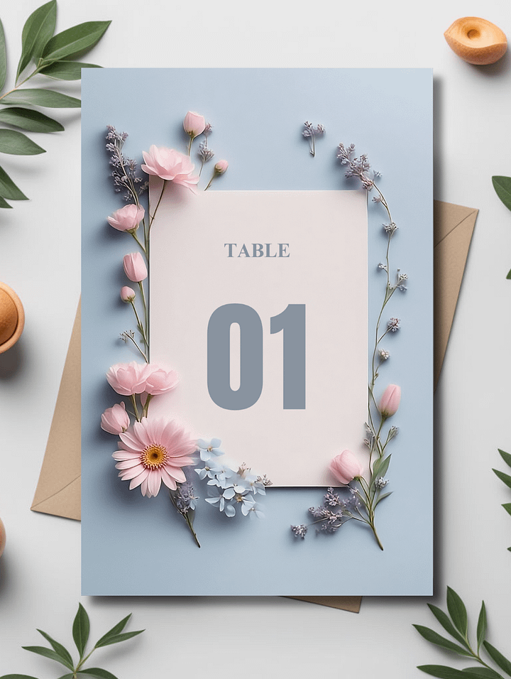 Floral Table Number Card - Dizynai (DTN-08) product image (1)