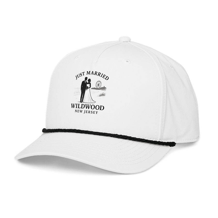 Wildwood NJ "Just Married" 5-Panel Classic Rope Wedding Cap product image (4)