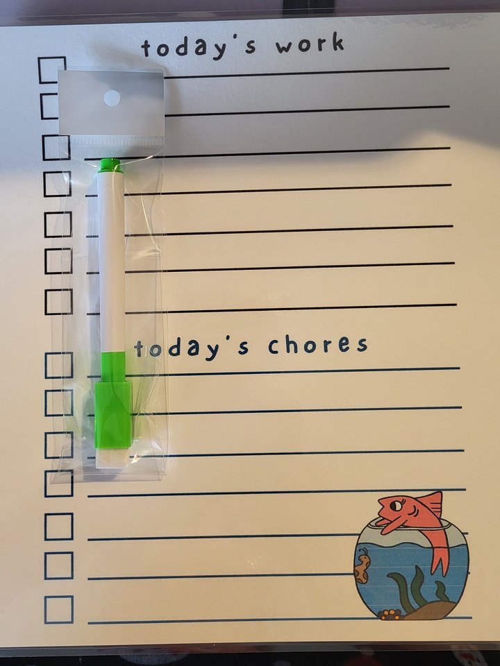 Cute Cartoon Fish in a Bowl Laminated To Do List with Dry Erase Marker product image (1)
