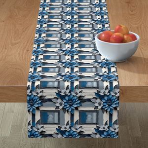 Seamless Pattern - Painted Floral Tile Pattern 4 in Shades of Blue and White product image (8)