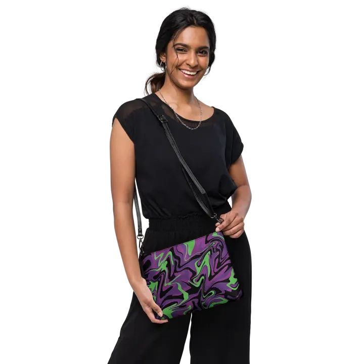 Purple Lime Swirl Flip-Sided Faux Leather Crossbody Bag product image (2)