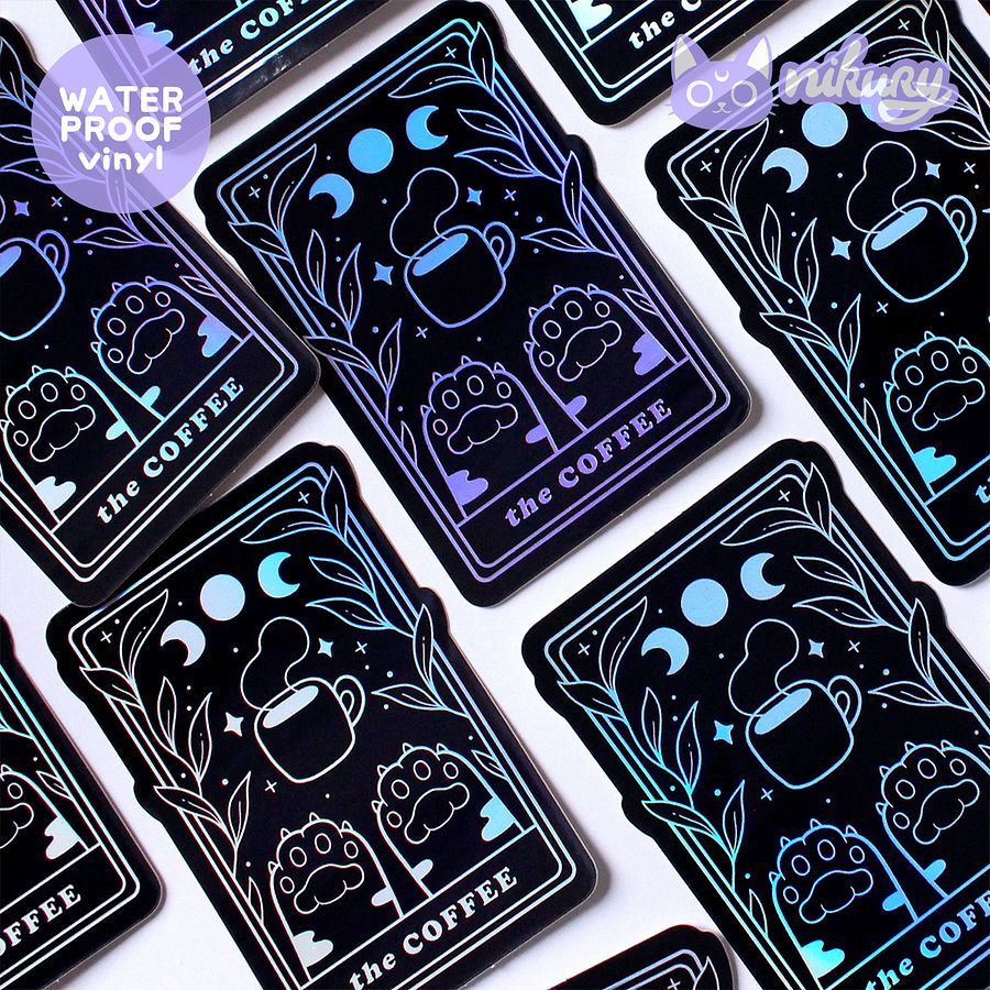 Holographic The Coffee Cat Tarot Sticker product image (4)