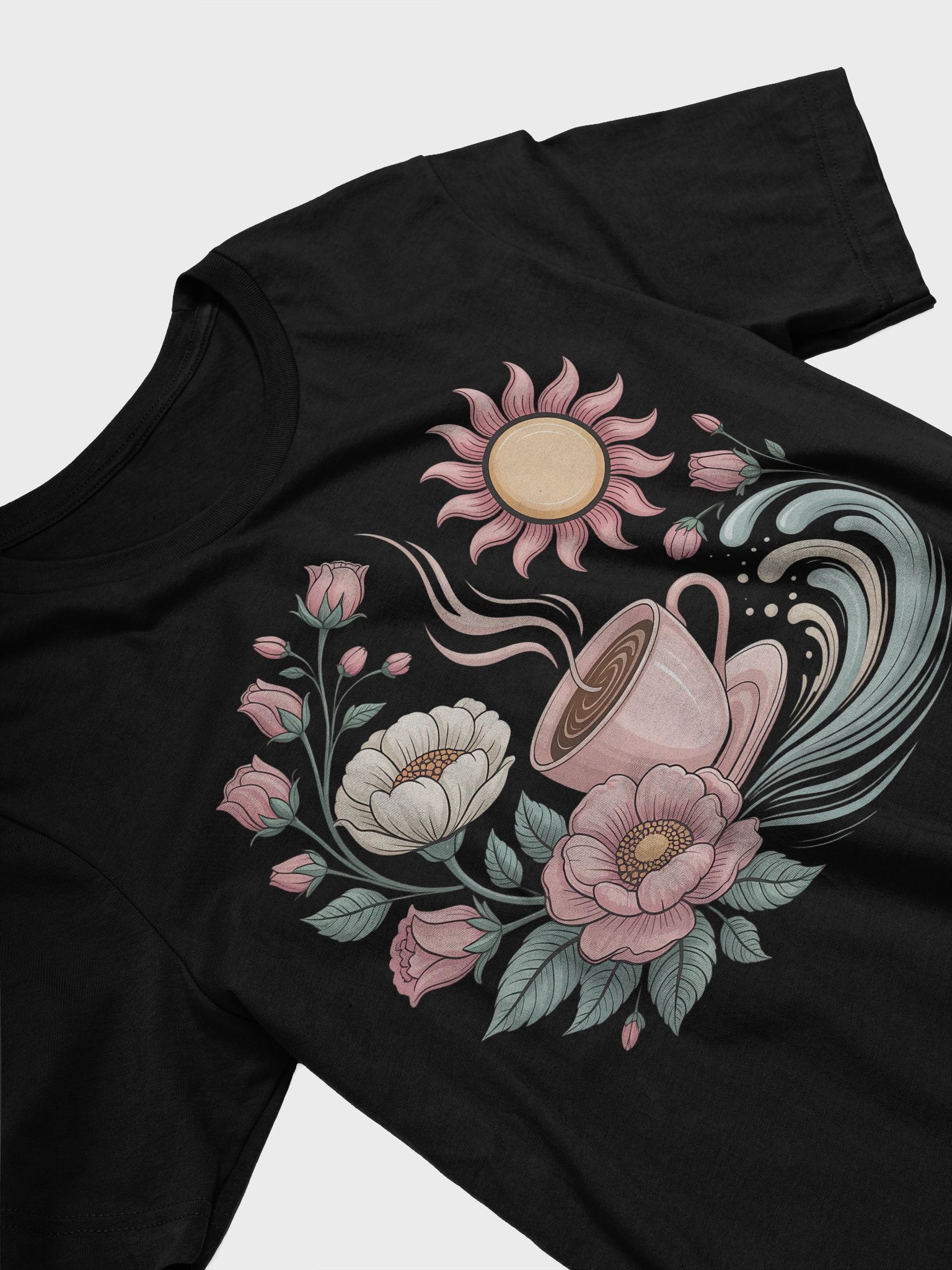 Whimsical Floral Coffee T-Shirt product image (27)
