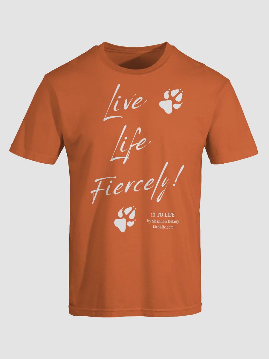 Live Life Fiercely – 13 TO LIFE Paw Print T-shirt – White Print on Color product image (66)