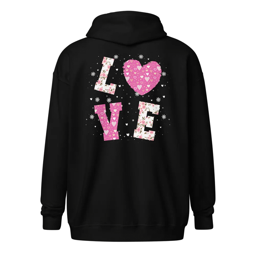 Cursive Love on Front and L ❤ V E on Back Zip Up Hoodie (Front & Back) product image (2)