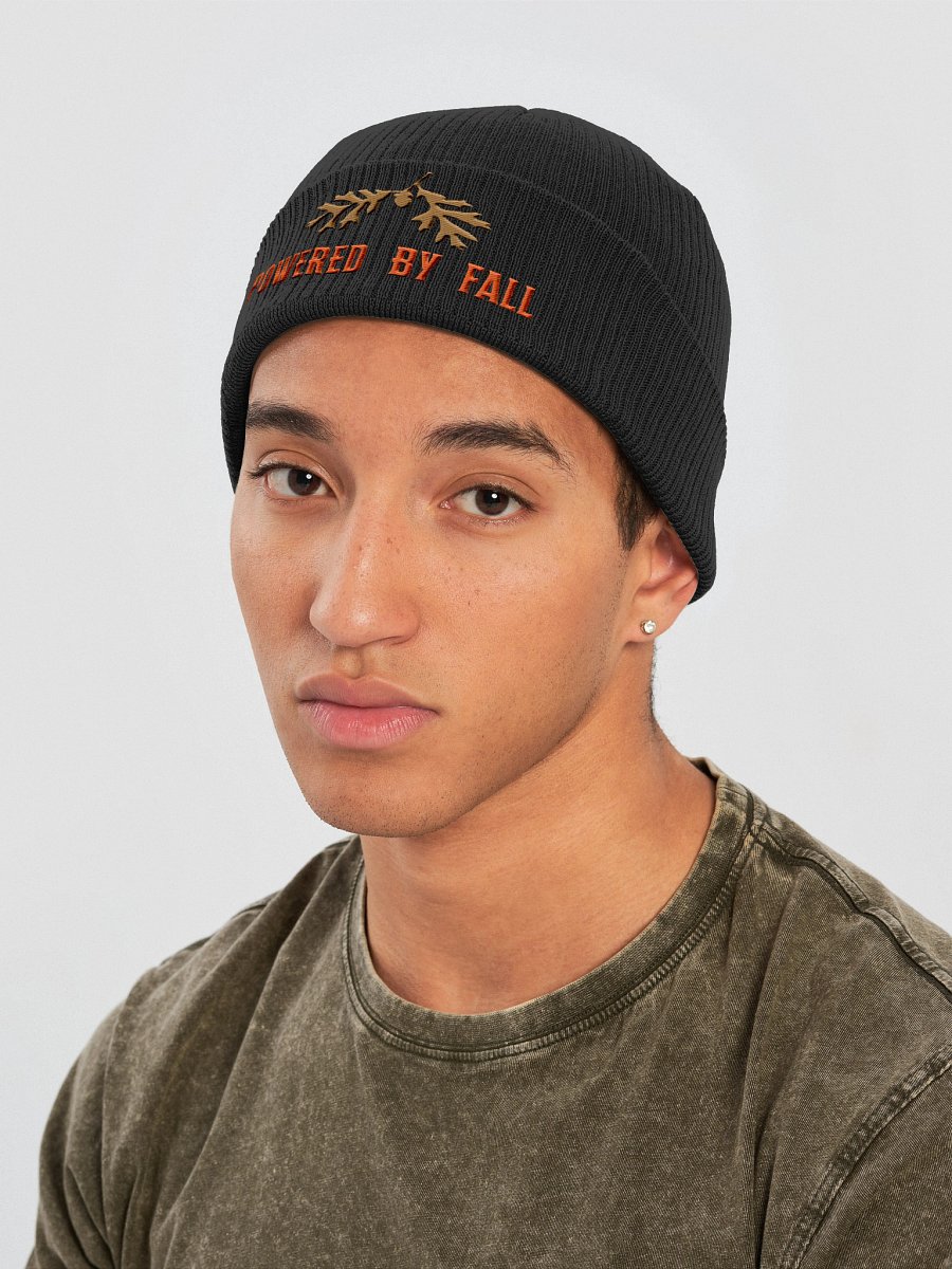 Powered by Fall Autumn Power Embroidered Ribbed Beanie product image (12)