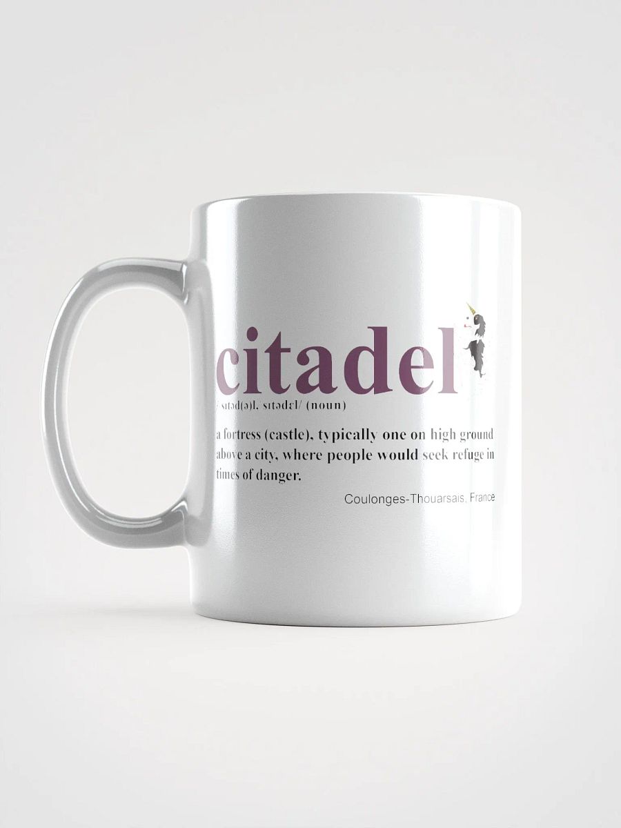 White Glossy Mug with Citadel Definition in English (and Baxter) product image (6)