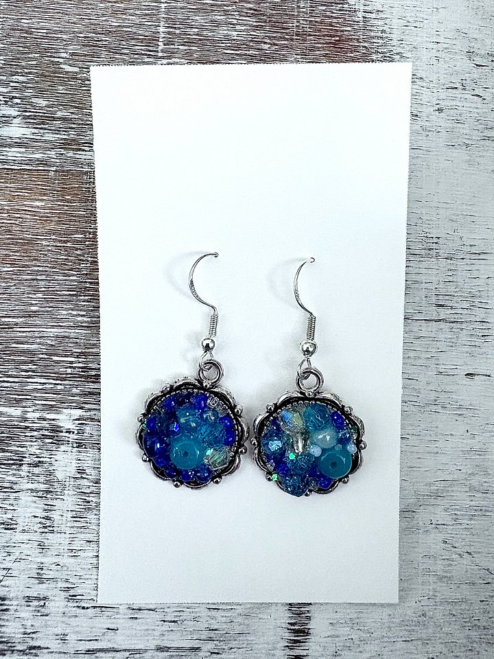 Ocean Breeze Glass Bead Earrings | Blue & Aqua Beads | Handmade Coastal Jewelry by Monique Faella Designs™ | MFD-00081 product image (2)