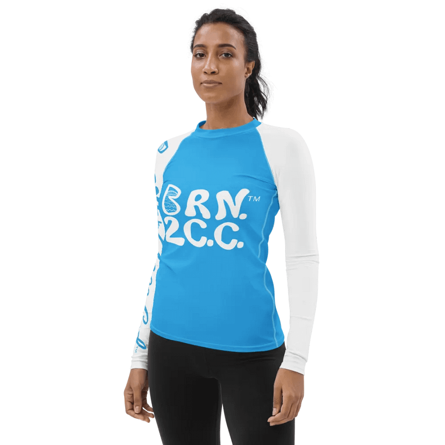 BOURNE to Cape Cod™ | Women's Rash Guard | BRN.2C.C.™ | Deep Sky Blue & White product image (3)