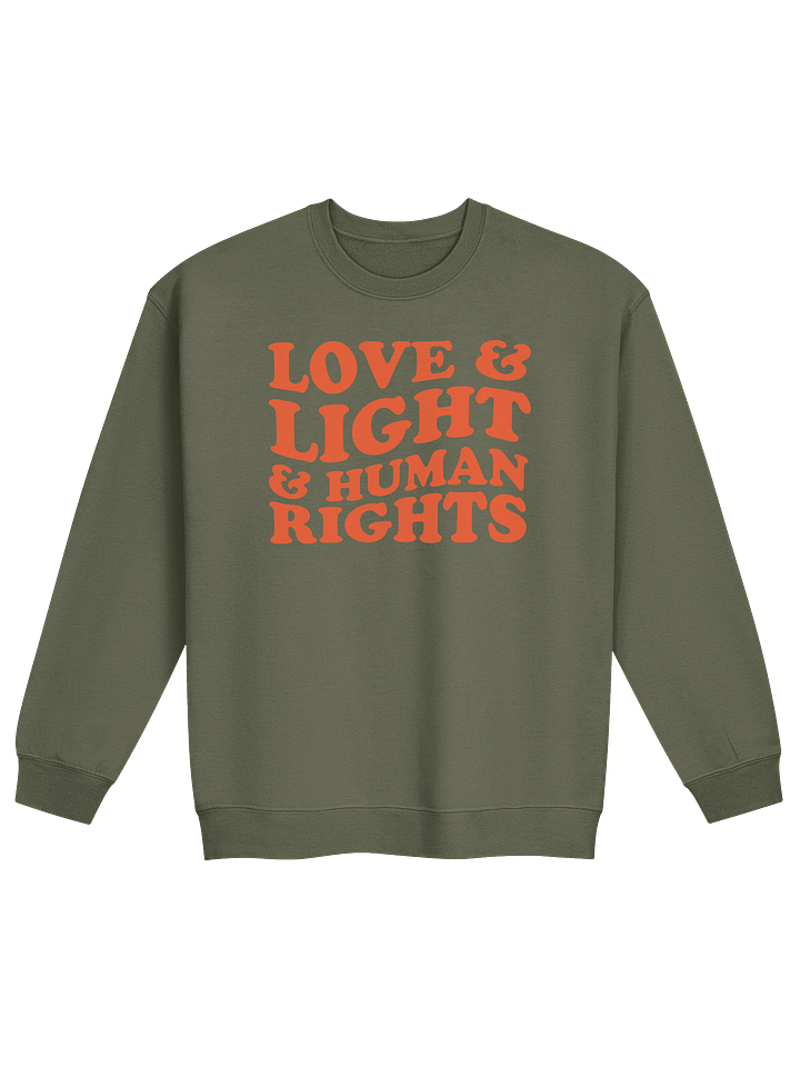 Love, Light & Human Rights Crew Sweatshirt (Orange) product image (2)