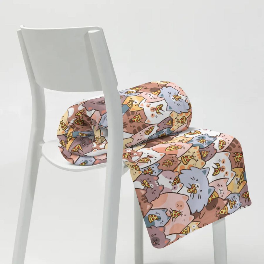 Whimsical Pizza Cats Throw Blanket product image (8)