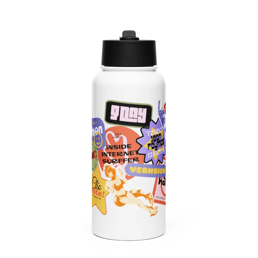 Stickerbomb Steel Waterbottle + straw product image (4)
