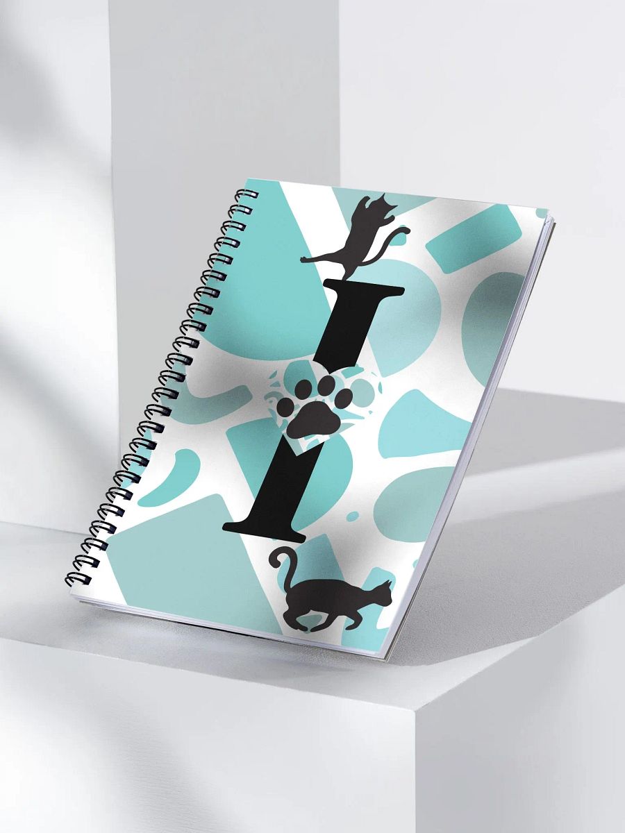 Monogram Letter I Cat Lover Geometric Blues Notebook product image (3)