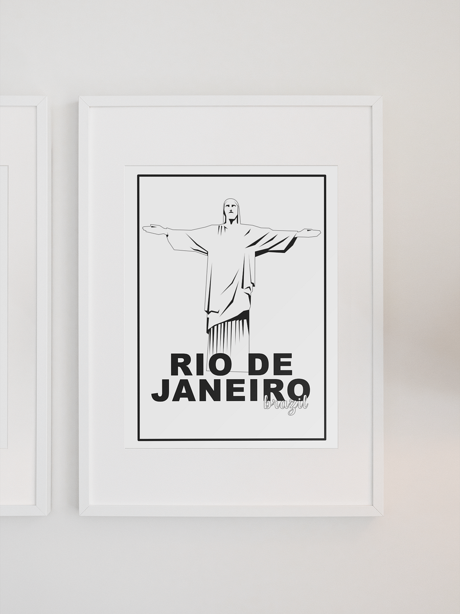 Christ the Redeemer Statue Poster, Iconic Rio de Janeiro Brazil Landmark, Black & White Minimalist Art, Travel Wall Decor, Souvenir product image (1)