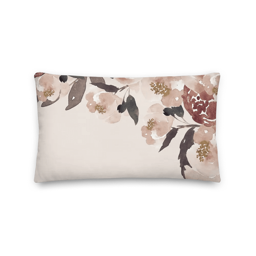 Rosegarden Watercolor Blush - Premium Pillow - Rosengarten Kissen Beige product image (2)