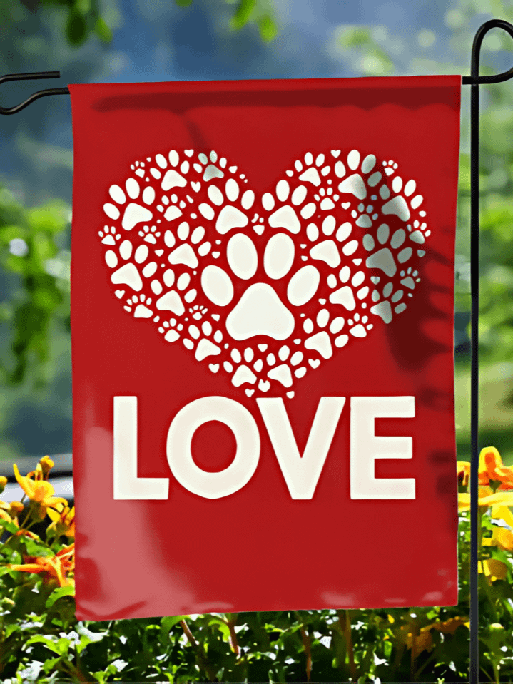 Valentine’s Day Dog Paw Love Flag – Garden Decor Sublimation Design – 300 DPI High-Quality PNG – Instant Digital Download product image (1)