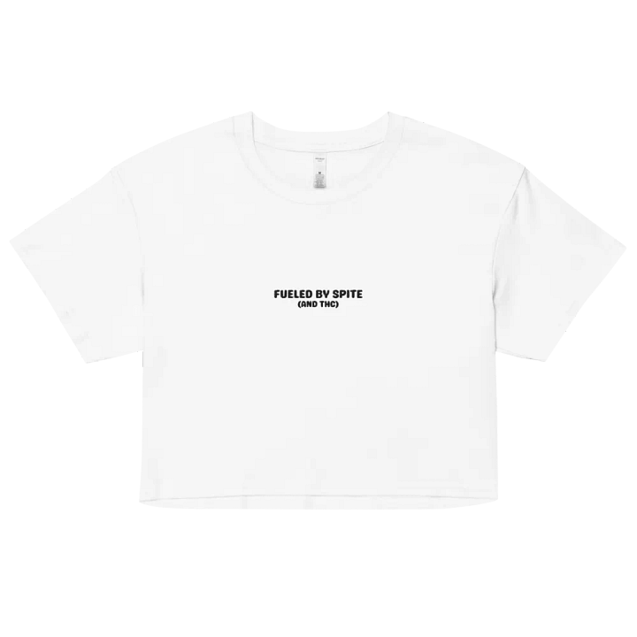 FUELED BY SPITE (black thread) embroidered cotton crop top product image (37)