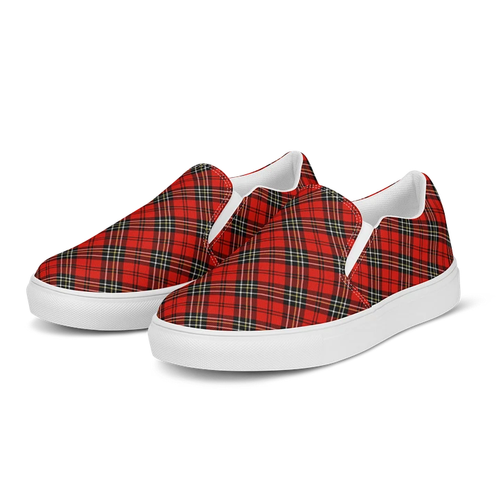 Red Vintage Plaid Men's Slip On Shoes product image (2)