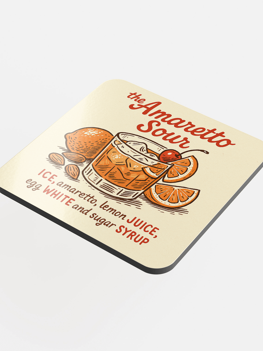 Amaretto Sour Cocktail Coaster – Vintage Mixology Style product image (4)