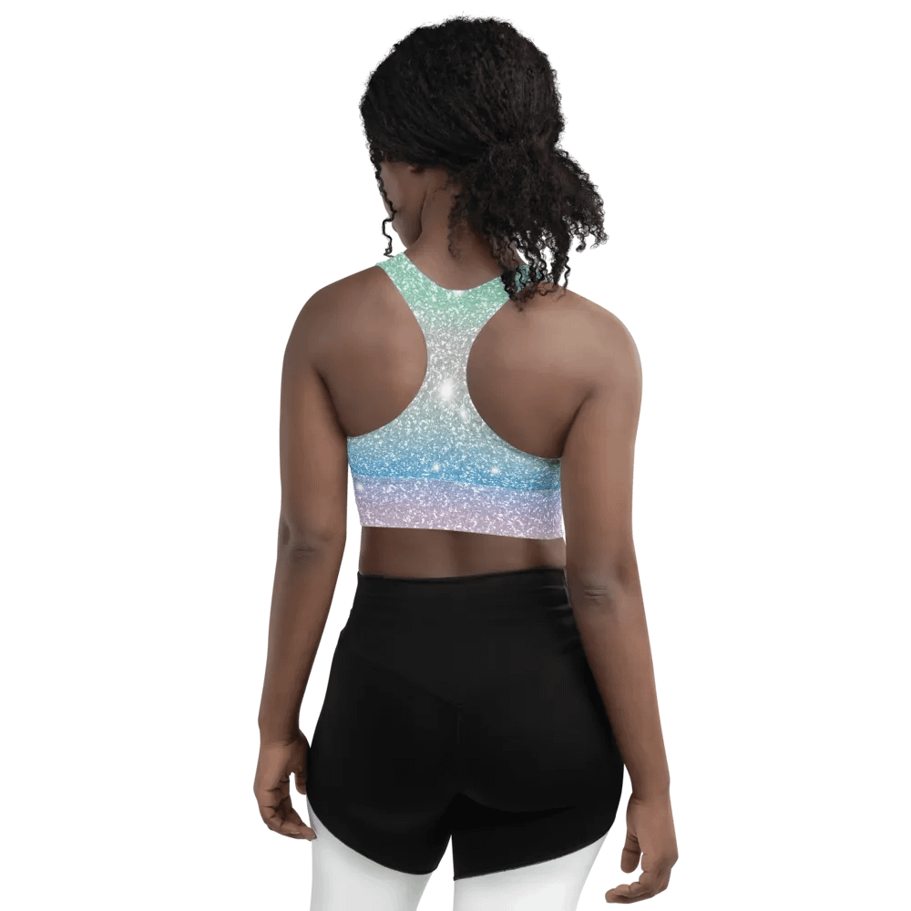 Glitter Unicorn Texture Design Longline Sports Bra - 9 product image (5)