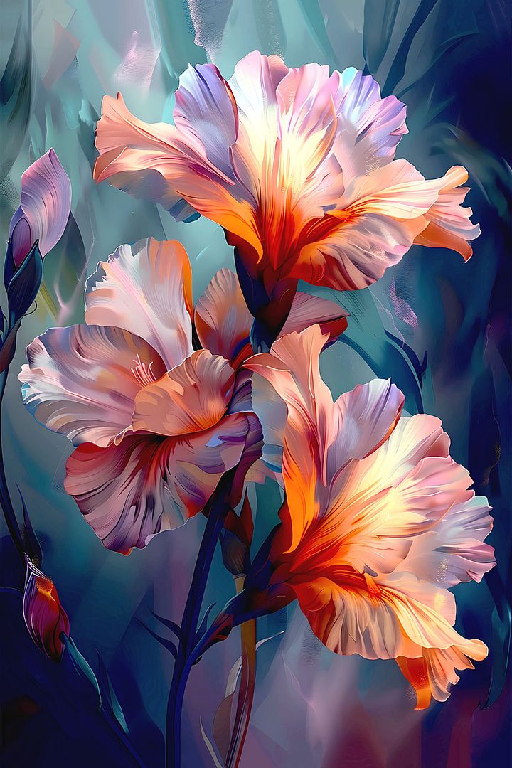 Iridescent Iris Bloom Poster: Vibrant Floral Art for Modern Home Decor Matte Poster product image (1)