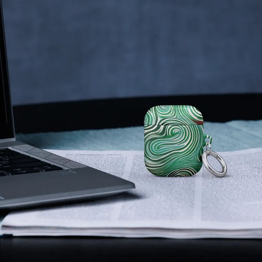 Funky Cool Green Liquid Tie-Dye Airpods Case product image (10)